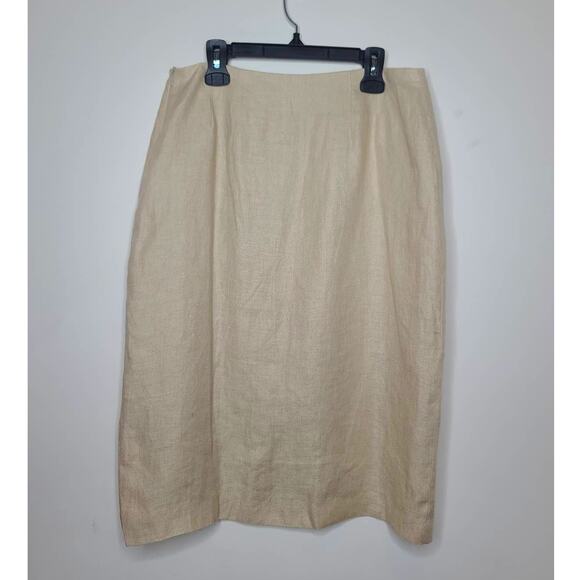 Brooks Brothers 100% linen camel tan pencil career skirt - 8 - Picture 4 of 5